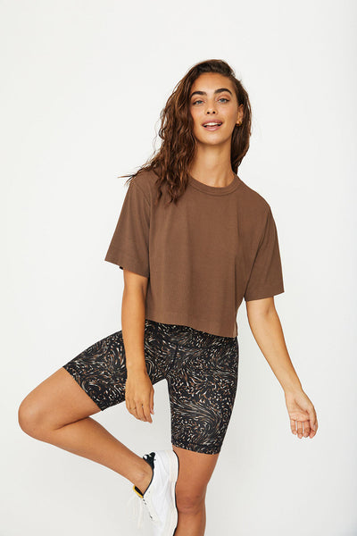 Karen Oversized Cropped Tee Mocha
