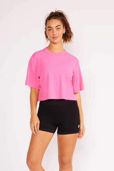 Karen Short-Sleeve Crop Tee Barbie Pink