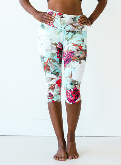 Teal Floral Capris *FINAL SALE*